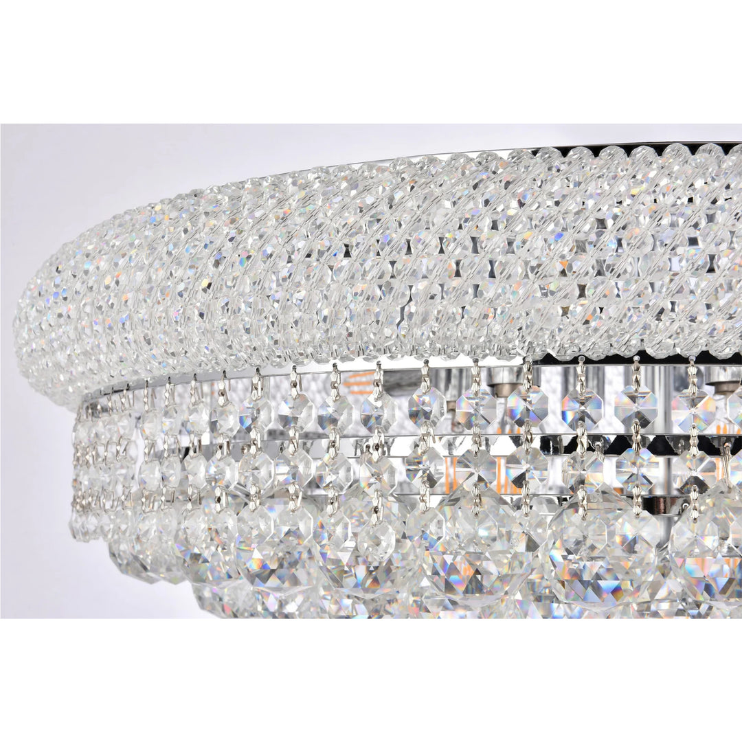 12 light Chrome Flush Mount Clear Royal Cut Crystal - View 5 - Joshua Marshal