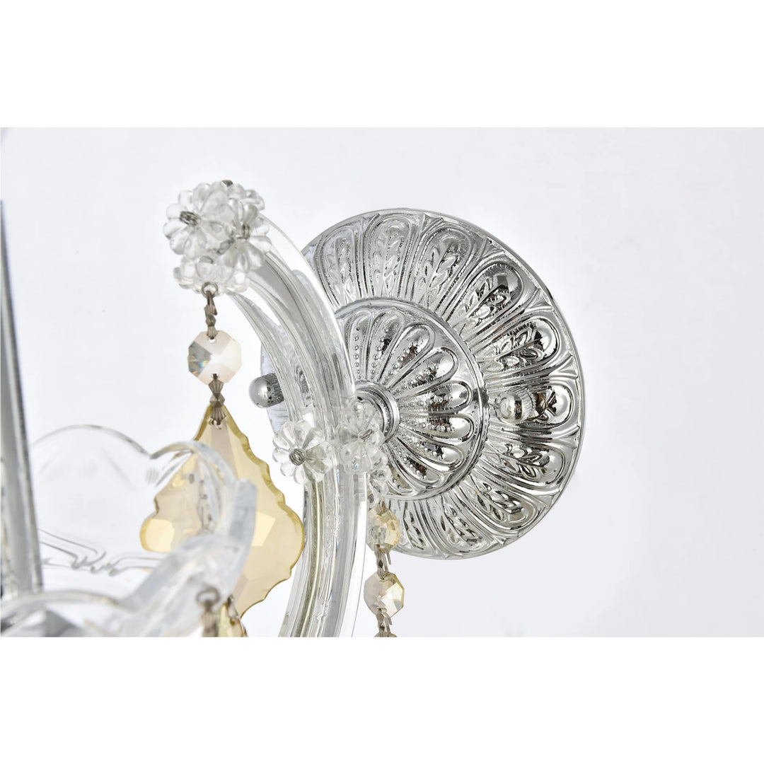 1 light Chrome Wall Sconce Golden Teak (Smoky) Royal Cut Crystal - View 5 - Joshua Marshal