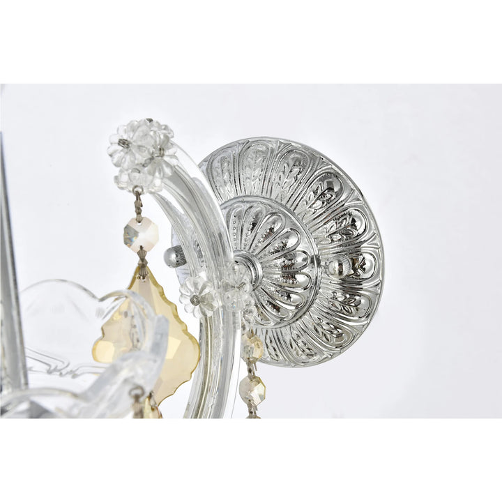 1 light Chrome Wall Sconce Golden Teak (Smoky) Royal Cut Crystal - View 5 - Joshua Marshal