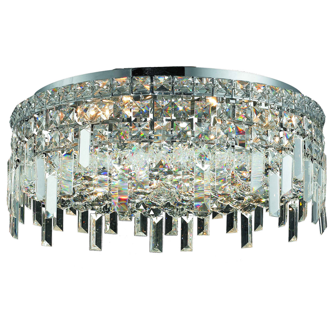 6 light Chrome Flush Mount Clear Royal Cut Crystal - View 3 - Joshua Marshal