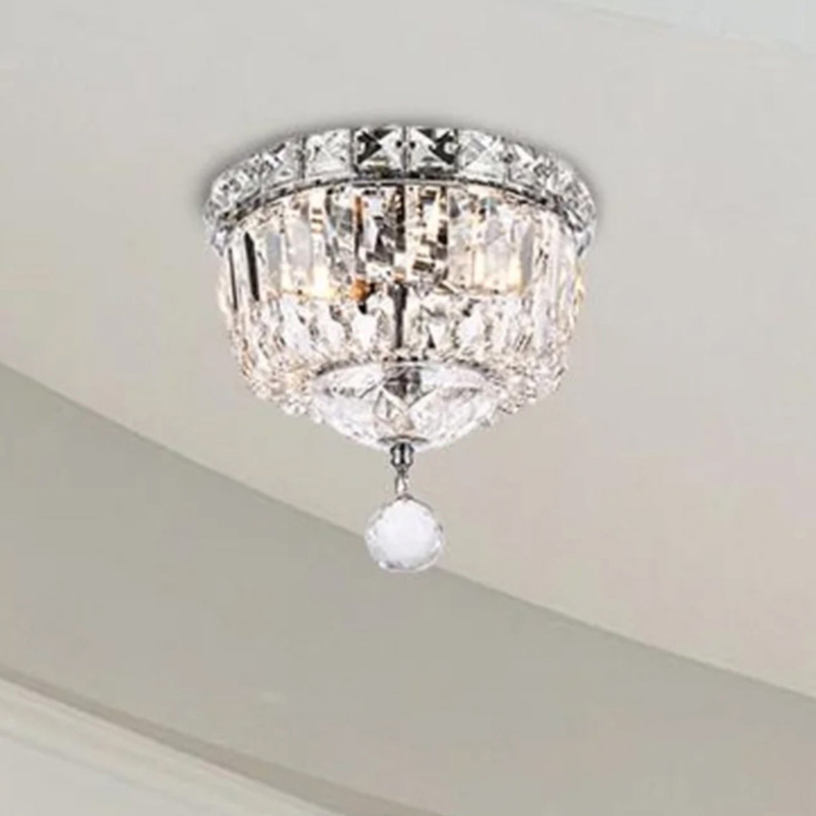 2 light Chrome Flush Mount Clear Royal Cut Crystal Chrome Finish - LIGHTING by Joshua Marshal
