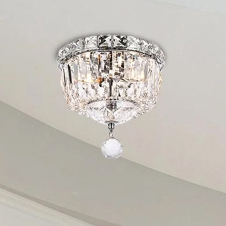 2 light Chrome Flush Mount Clear Royal Cut Crystal Chrome Finish - LIGHTING by Joshua Marshal