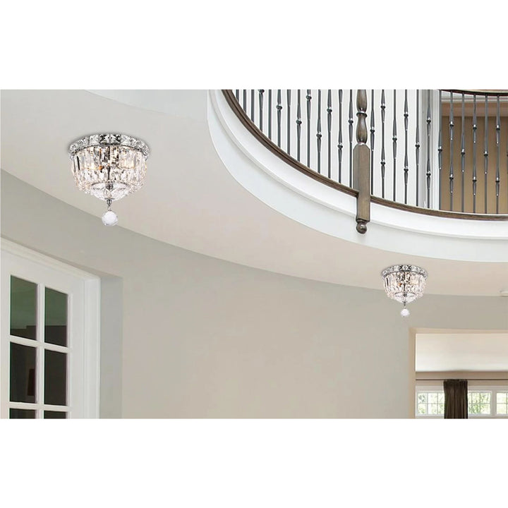 2 light Chrome Flush Mount Clear Royal Cut Crystal - View 2 - Joshua Marshal