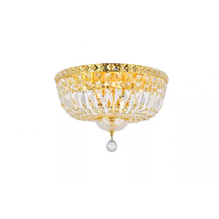6 light Gold Flush Mount Clear Royal Cut Crystal - View 3 - Joshua Marshal