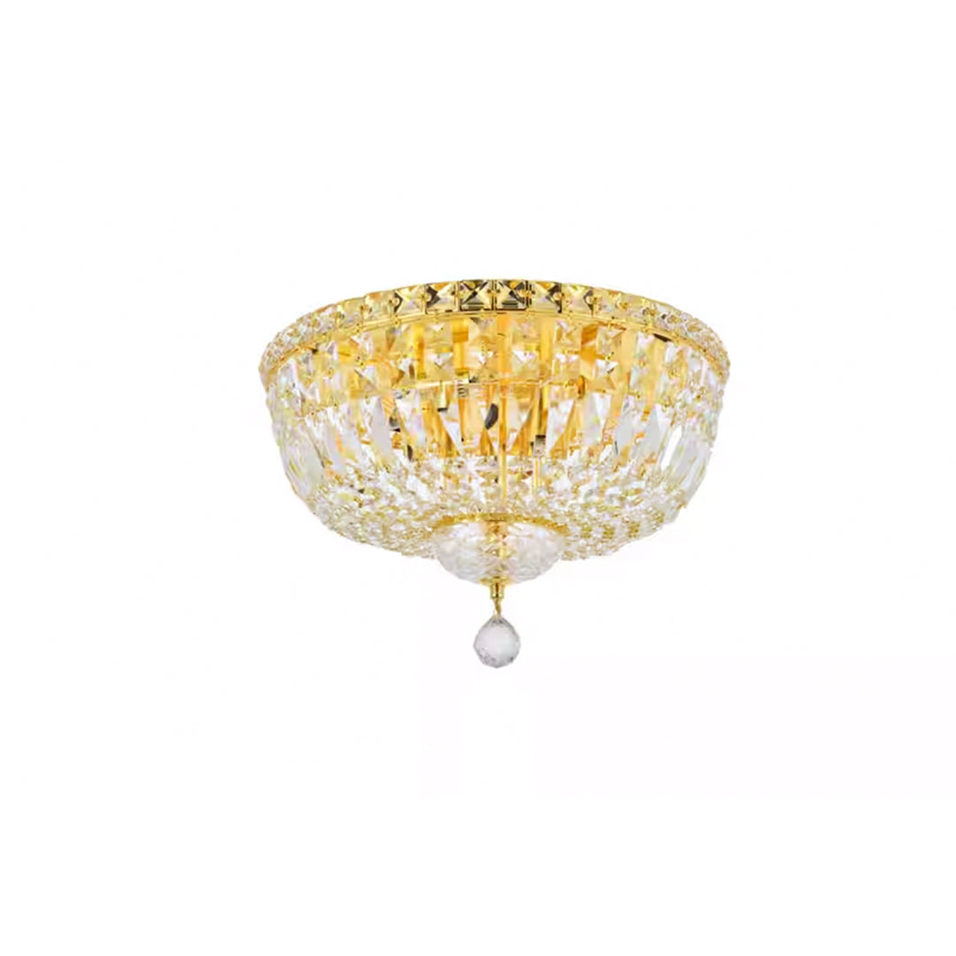 6 light Gold Flush Mount Clear Royal Cut Crystal - View 4 - Joshua Marshal