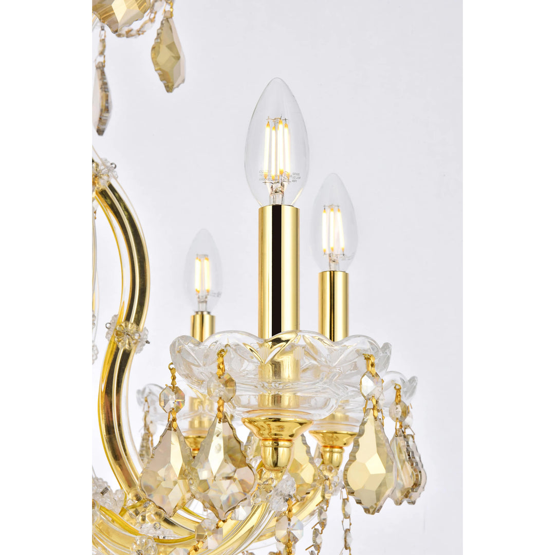9 light Gold Chandelier Golden Teak (Smoky) Royal Cut Crystal - View 5 - Joshua Marshal