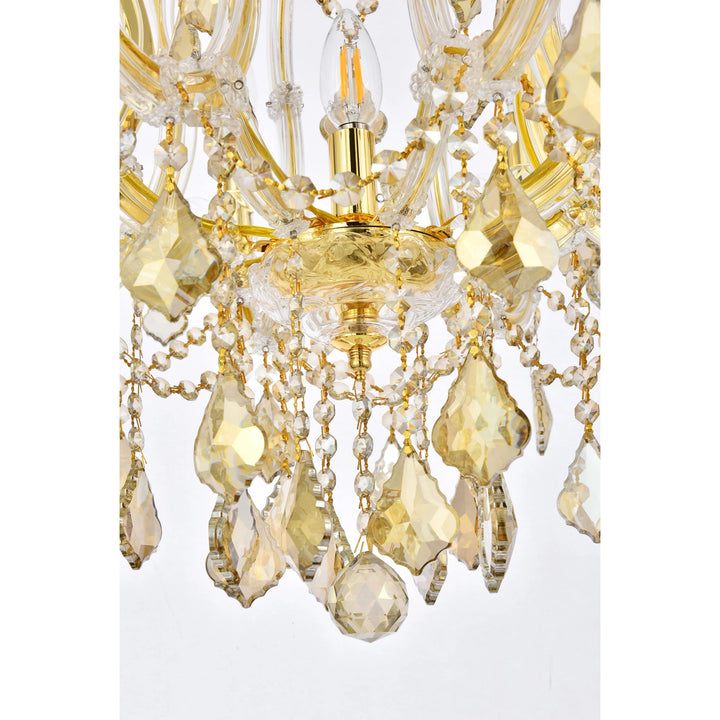 9 light Gold Chandelier Golden Teak (Smoky) Royal Cut Crystal - View 6 - Joshua Marshal
