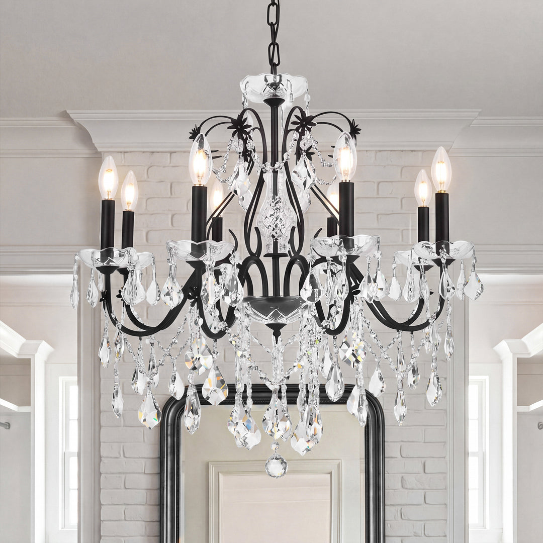 8 light Dark Bronze Chandelier Clear Royal Cut Crystal Dark Bronze Finish - LIGHTING by Joshua Marshal