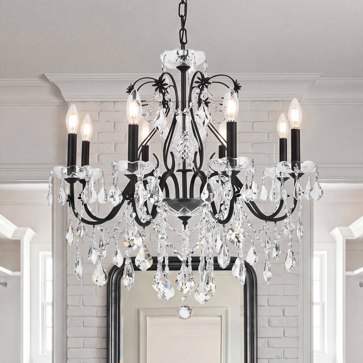8 light Dark Bronze Chandelier Clear Royal Cut Crystal Dark Bronze Finish - LIGHTING by Joshua Marshal
