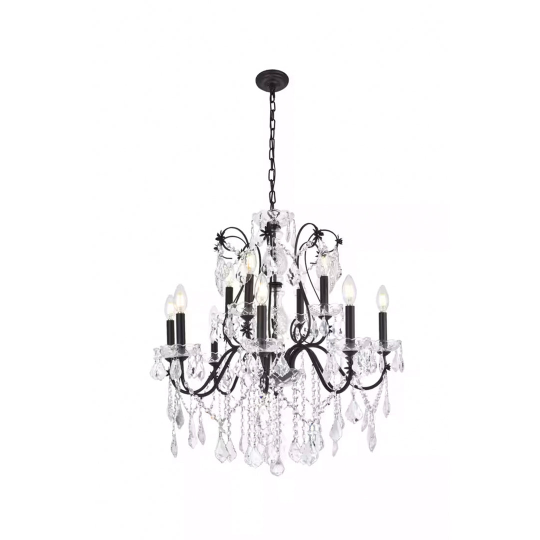 12 light Dark Bronze Chandelier Clear Royal Cut Crystal - View 3 - Joshua Marshal