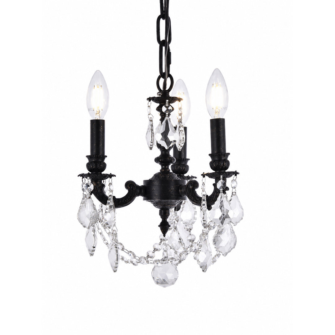 3 light Dark Bronze Pendant Clear Royal Cut Crystal - View 4 - Joshua Marshal