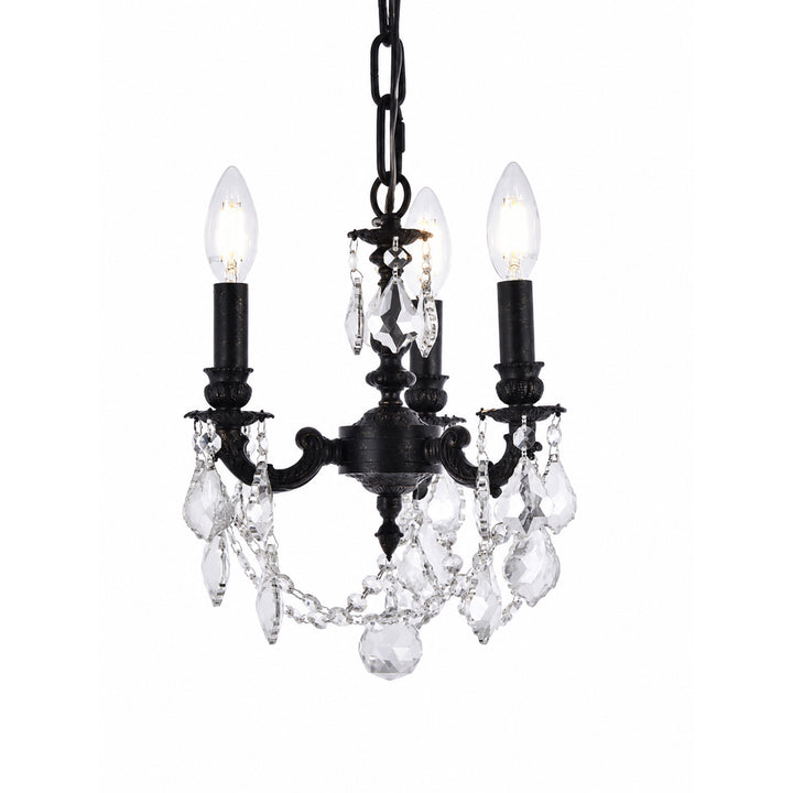 3 light Dark Bronze Pendant Clear Royal Cut Crystal - View 4 - Joshua Marshal