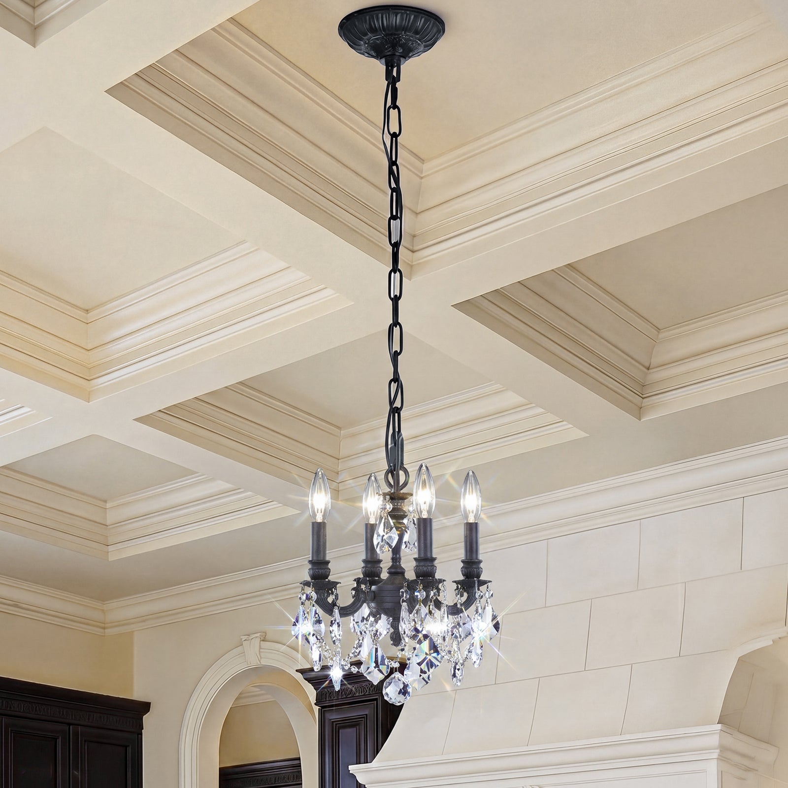 4 light Dark Bronze Pendant Clear Royal Cut Crystal Dark Bronze Finish - LIGHTING by Joshua Marshal
