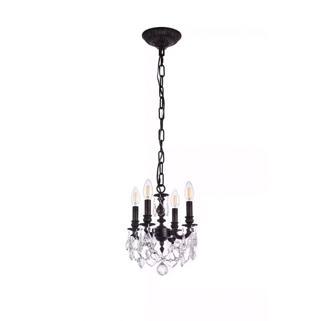 4 light Dark Bronze Pendant Clear Royal Cut Crystal - View 4 - Joshua Marshal