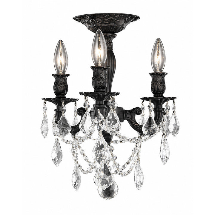 3 light Dark Bronze Flush Mount Clear Royal Cut Crystal - View 3 - Joshua Marshal