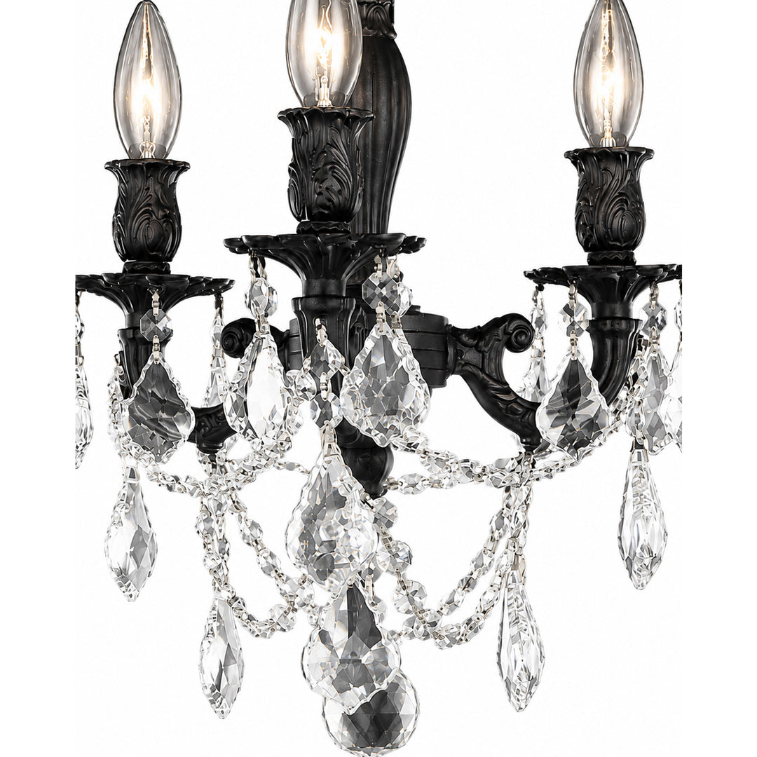 3 light Dark Bronze Flush Mount Clear Royal Cut Crystal - View 4 - Joshua Marshal