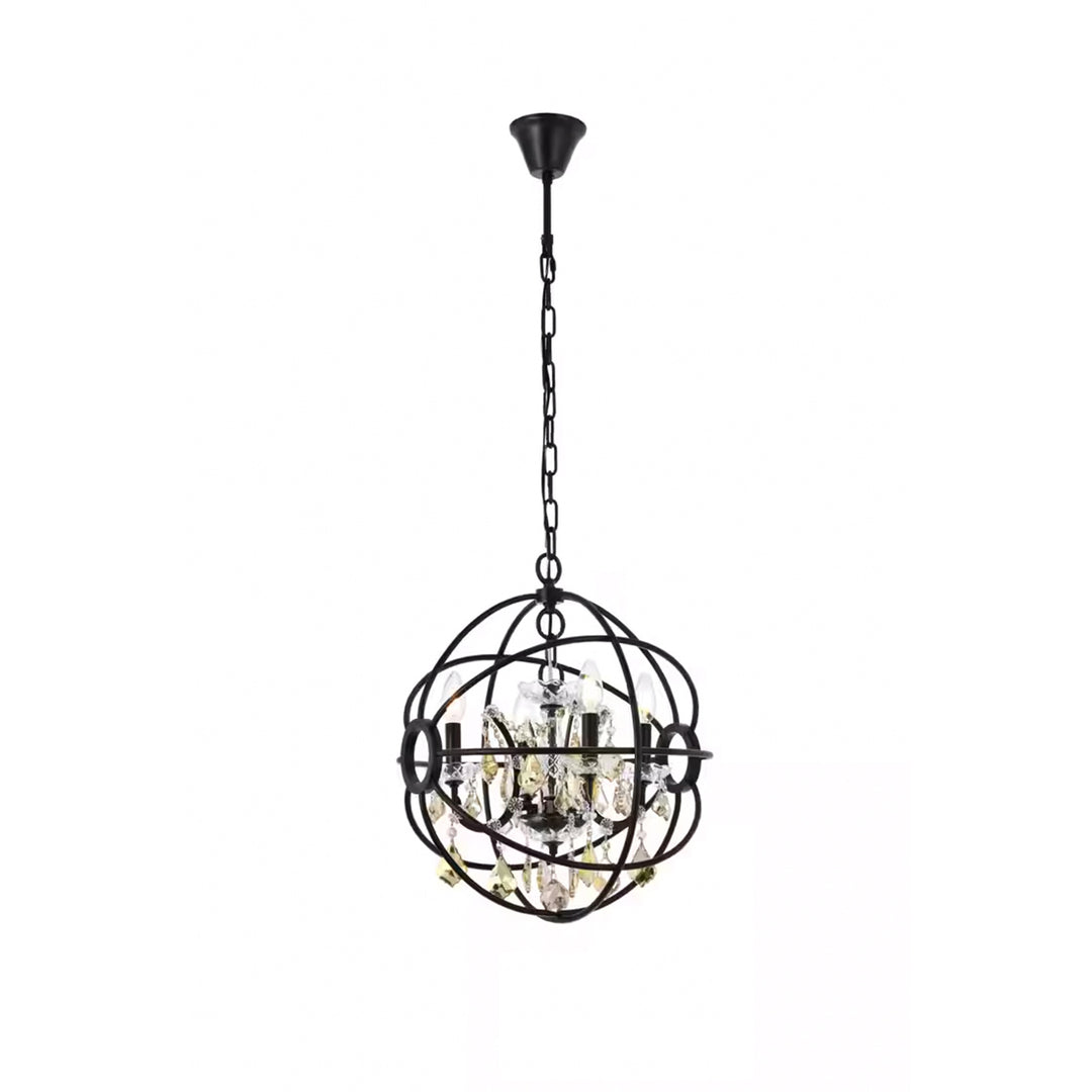 4 light Dark Bronze Pendant Golden Teak (Smoky) Royal Cut crystal - View 3 - Joshua Marshal