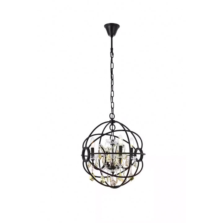 4 light Dark Bronze Pendant Golden Teak (Smoky) Royal Cut crystal - View 3 - Joshua Marshal