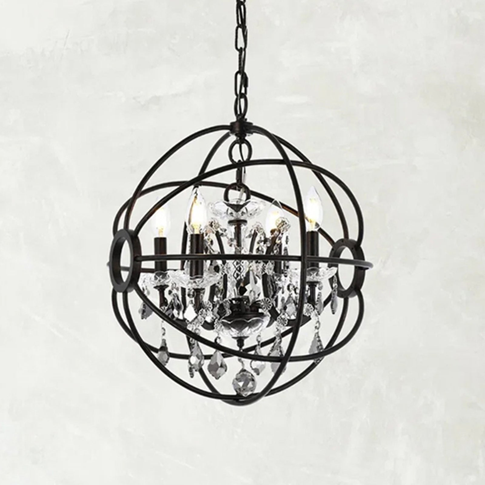 4 light Dark Bronze Pendant Silver Shade (Grey) Royal Cut crystal Dark Bronze Finish - LIGHTING by Joshua Marshal