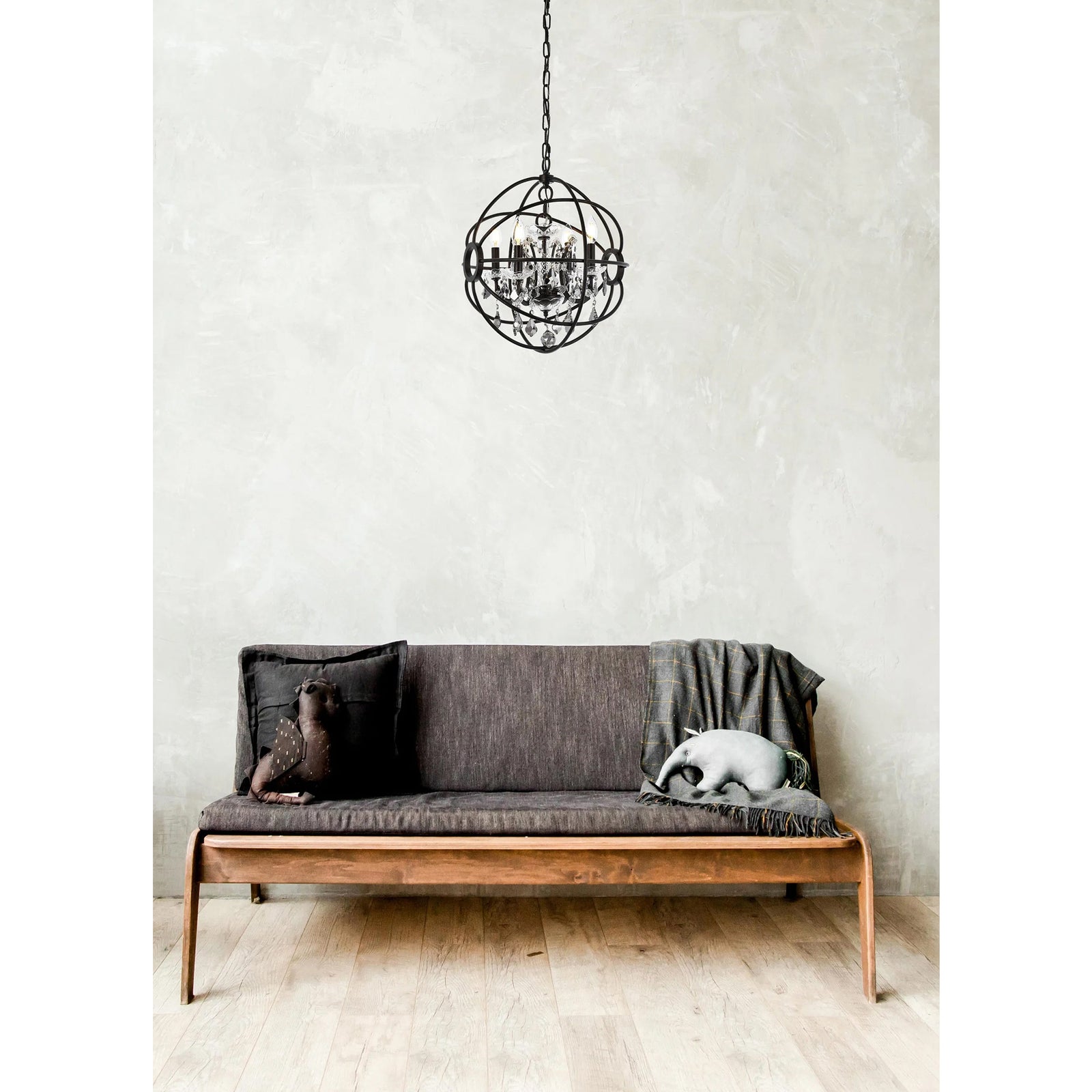 4 light Dark Bronze Pendant Silver Shade (Grey) Royal Cut crystal - View 2 - Joshua Marshal