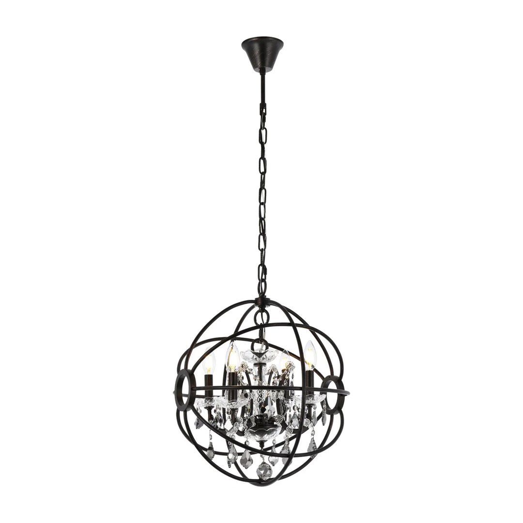 4 light Dark Bronze Pendant Silver Shade (Grey) Royal Cut crystal - View 3 - Joshua Marshal