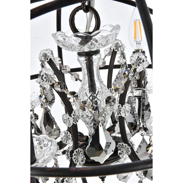 4 light Dark Bronze Pendant Silver Shade (Grey) Royal Cut crystal - View 5 - Joshua Marshal