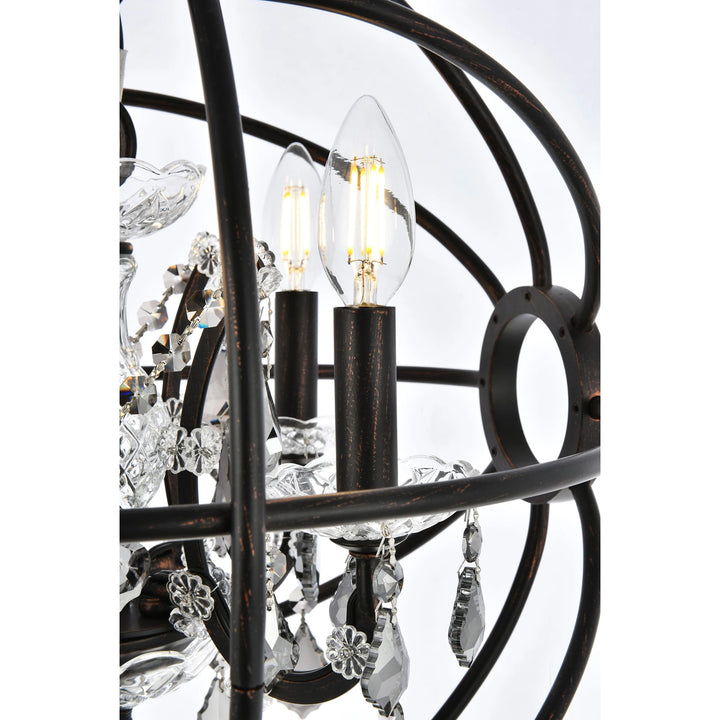 4 light Dark Bronze Pendant Silver Shade (Grey) Royal Cut crystal - View 6 - Joshua Marshal