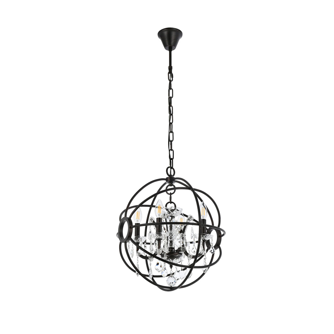 4 light Dark Bronze Pendant Clear Royal Cut crystal - View 4 - Joshua Marshal