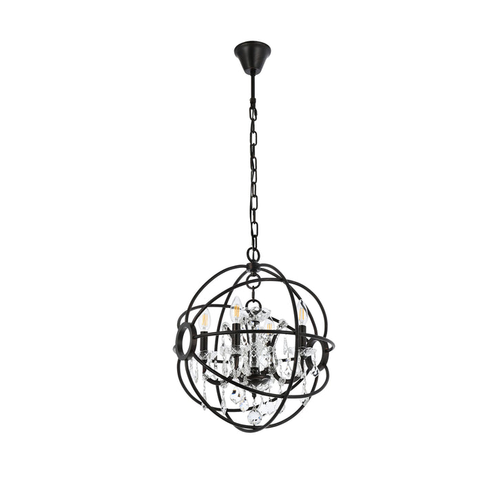 4 light Dark Bronze Pendant Clear Royal Cut crystal - View 4 - Joshua Marshal