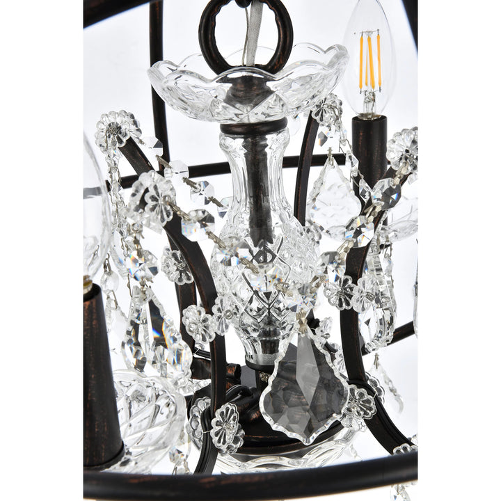 4 light Dark Bronze Pendant Clear Royal Cut crystal - View 5 - Joshua Marshal