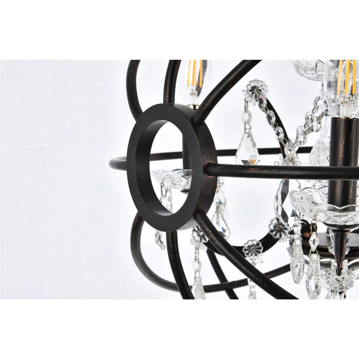 4 light Dark Bronze Pendant Clear Royal Cut crystal - View 6 - Joshua Marshal