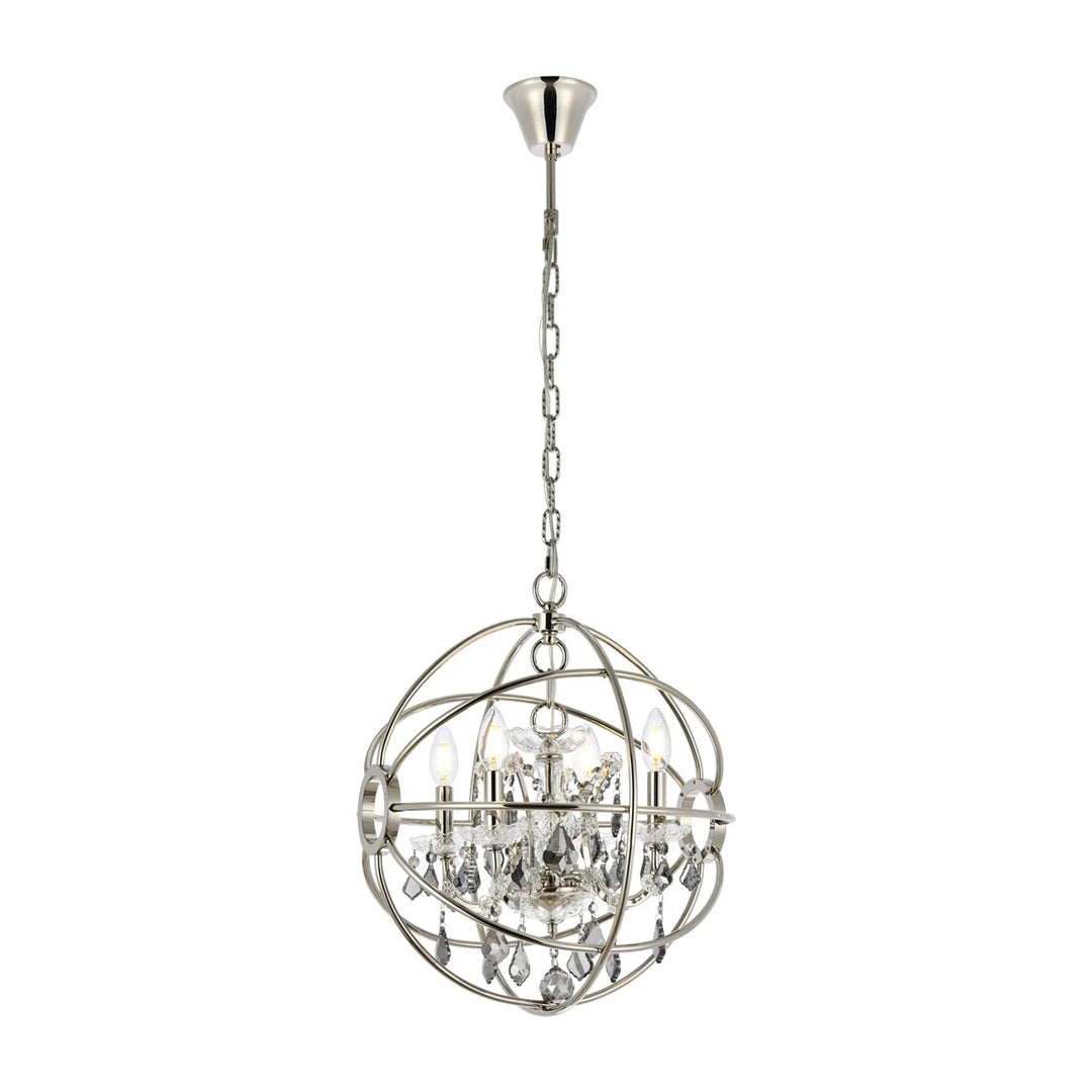4 light polished nickel Pendant Silver Shade (Grey) Royal Cut crystal - View 3 - Joshua Marshal