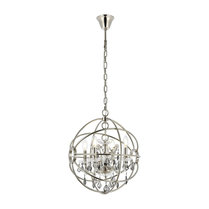 4 light polished nickel Pendant Silver Shade (Grey) Royal Cut crystal - View 3 - Joshua Marshal