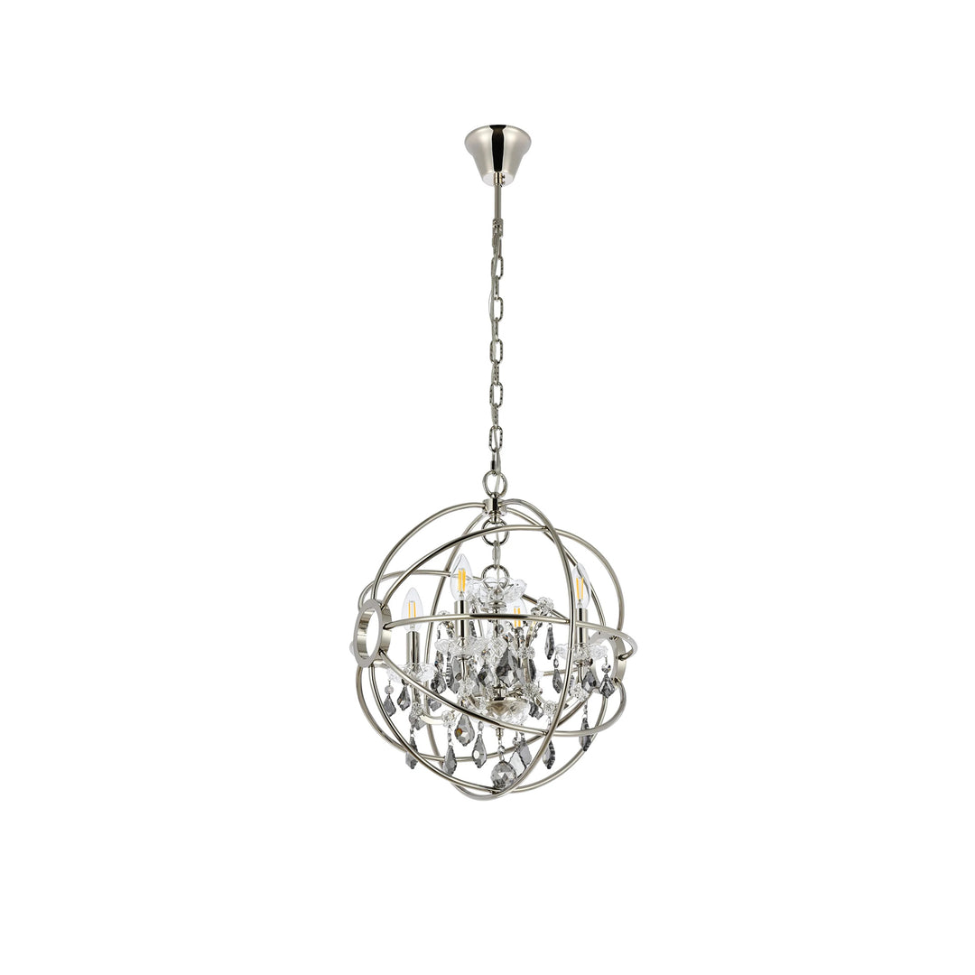 4 light polished nickel Pendant Silver Shade (Grey) Royal Cut crystal - View 4 - Joshua Marshal