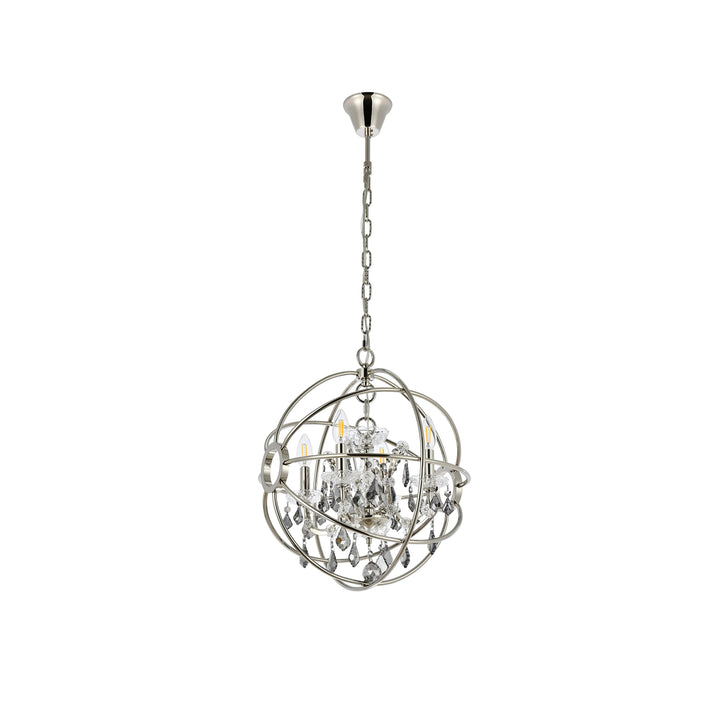 4 light polished nickel Pendant Silver Shade (Grey) Royal Cut crystal - View 4 - Joshua Marshal