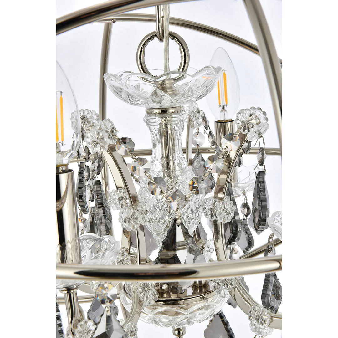 4 light polished nickel Pendant Silver Shade (Grey) Royal Cut crystal - View 5 - Joshua Marshal
