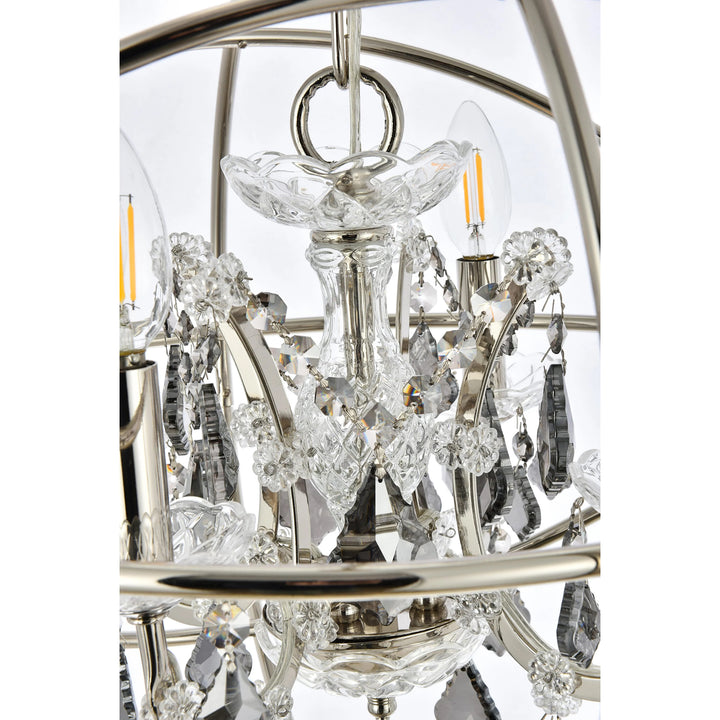 4 light polished nickel Pendant Silver Shade (Grey) Royal Cut crystal - View 5 - Joshua Marshal