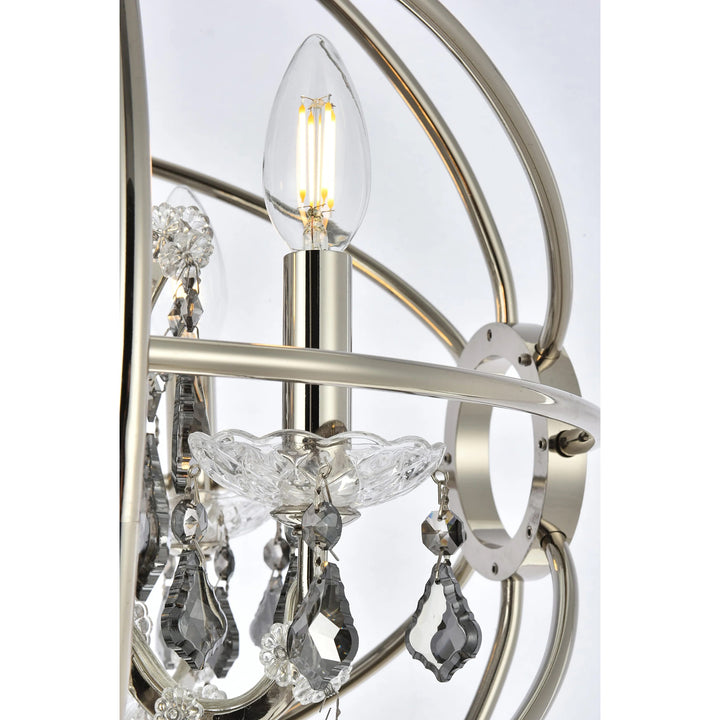4 light polished nickel Pendant Silver Shade (Grey) Royal Cut crystal - View 6 - Joshua Marshal