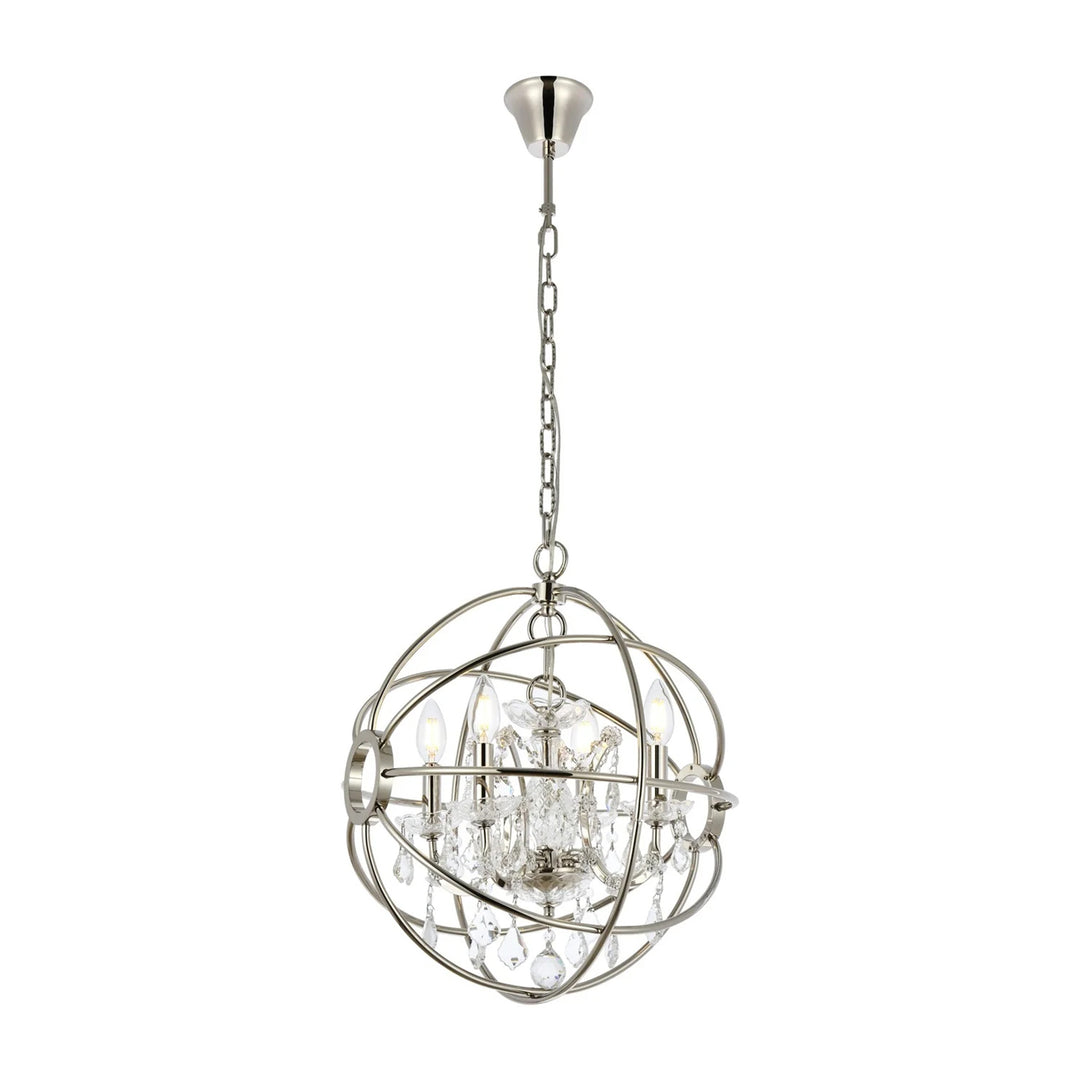 4 light polished nickel Pendant Clear Royal Cut crystal - View 3 - Joshua Marshal