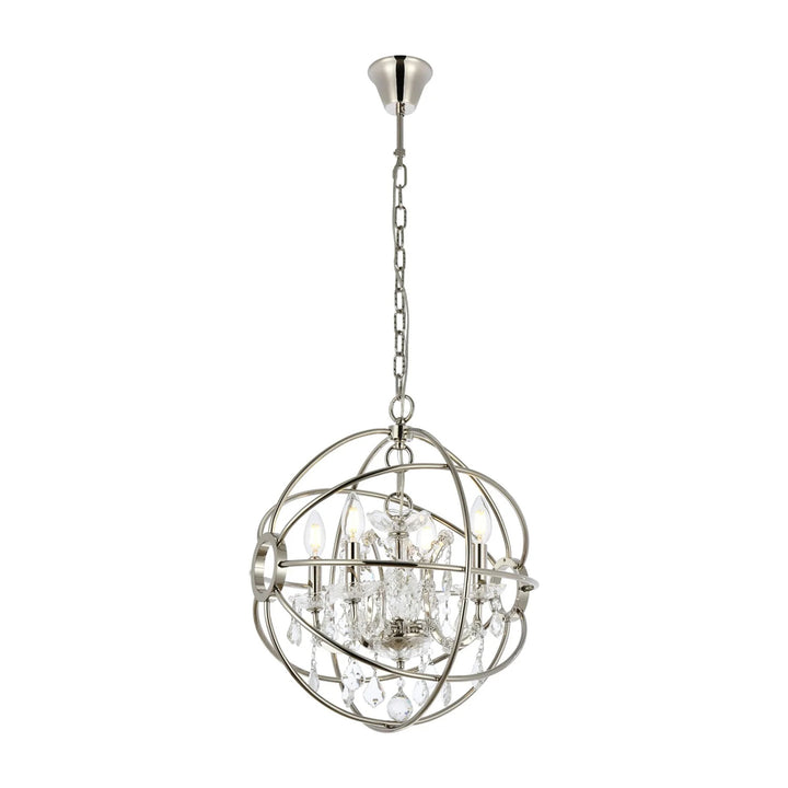 4 light polished nickel Pendant Clear Royal Cut crystal - View 3 - Joshua Marshal