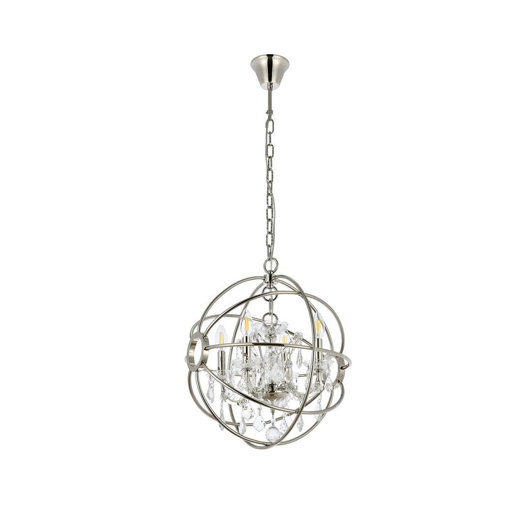 4 light polished nickel Pendant Clear Royal Cut crystal - View 4 - Joshua Marshal