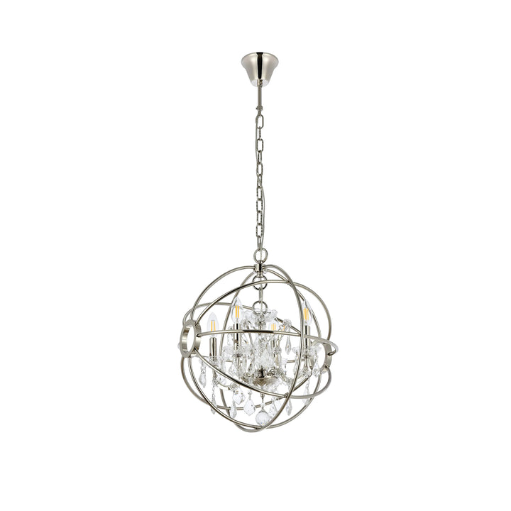 4 light polished nickel Pendant Clear Royal Cut crystal - View 4 - Joshua Marshal