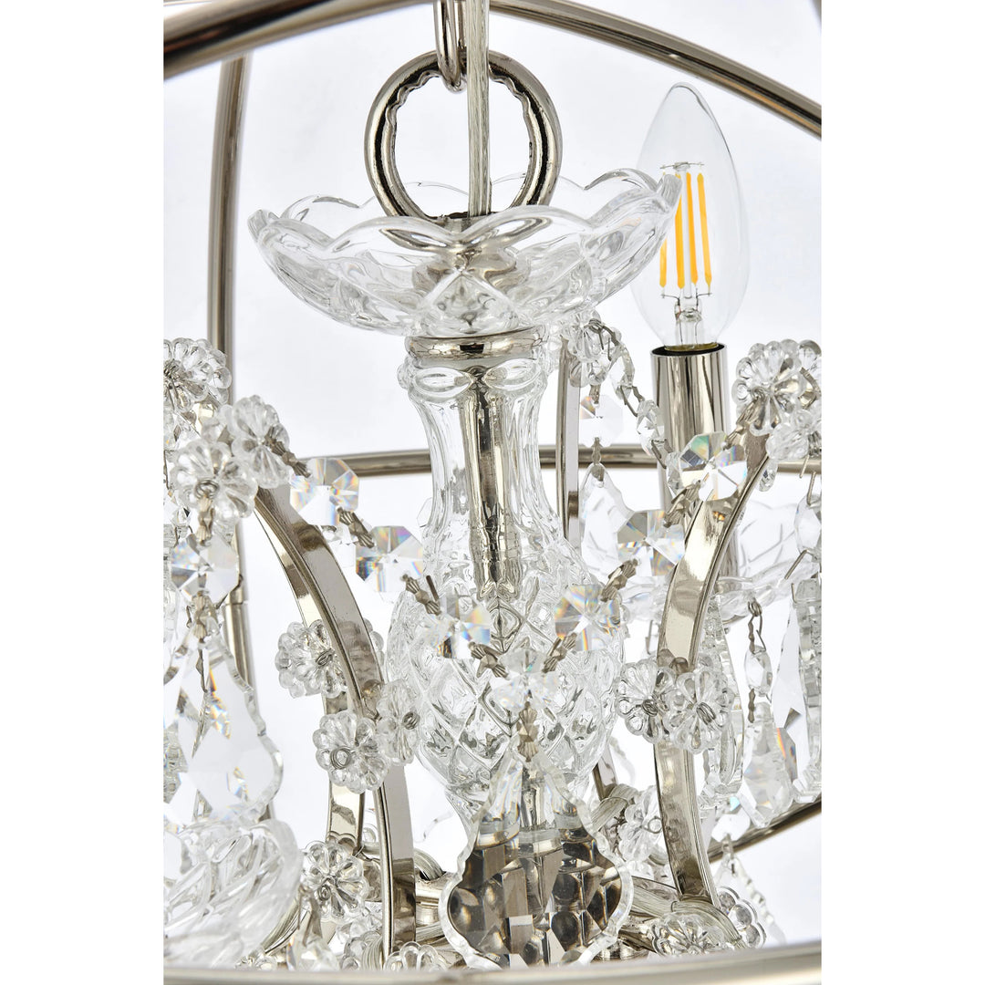 4 light polished nickel Pendant Clear Royal Cut crystal - View 5 - Joshua Marshal