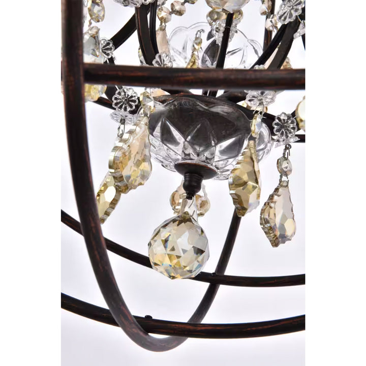 5 light Dark Bronze Pendant Golden Teak (Smoky) Royal Cut crystal - View 6 - Joshua Marshal