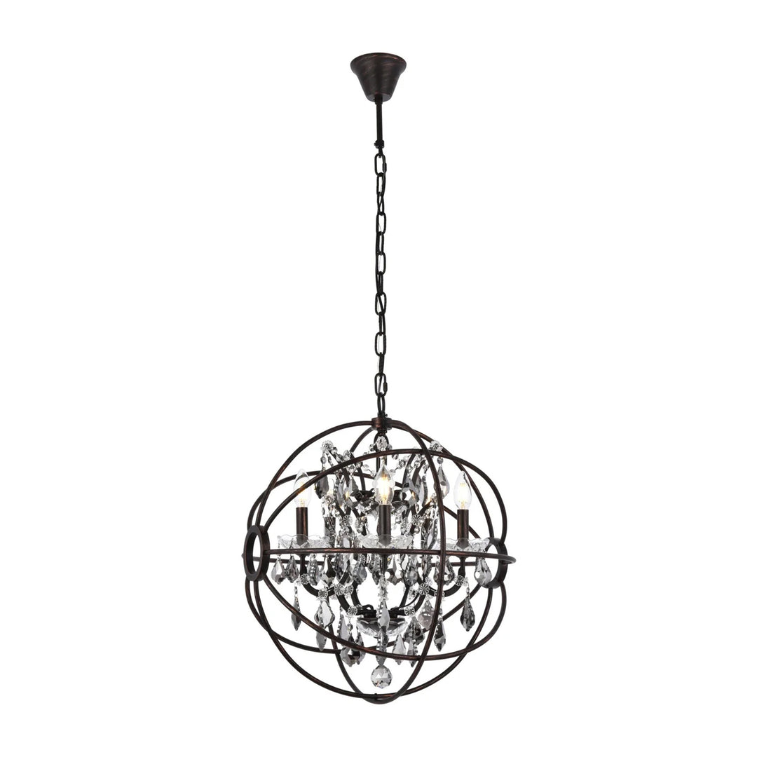 5 light dark bronze Pendant Silver Shade (Grey) Royal Cut crystal - View 3 - Joshua Marshal