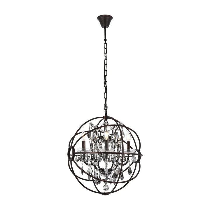 5 light dark bronze Pendant Silver Shade (Grey) Royal Cut crystal - View 3 - Joshua Marshal