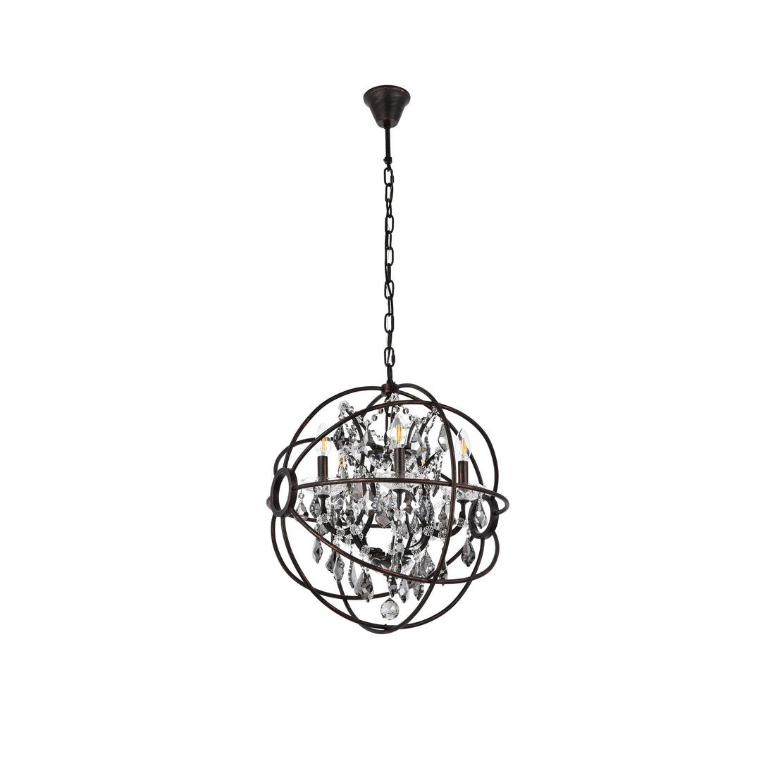 5 light dark bronze Pendant Silver Shade (Grey) Royal Cut crystal - View 4 - Joshua Marshal