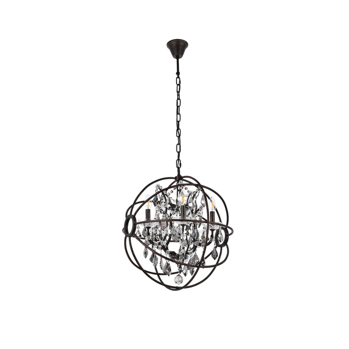 5 light dark bronze Pendant Silver Shade (Grey) Royal Cut crystal - View 4 - Joshua Marshal