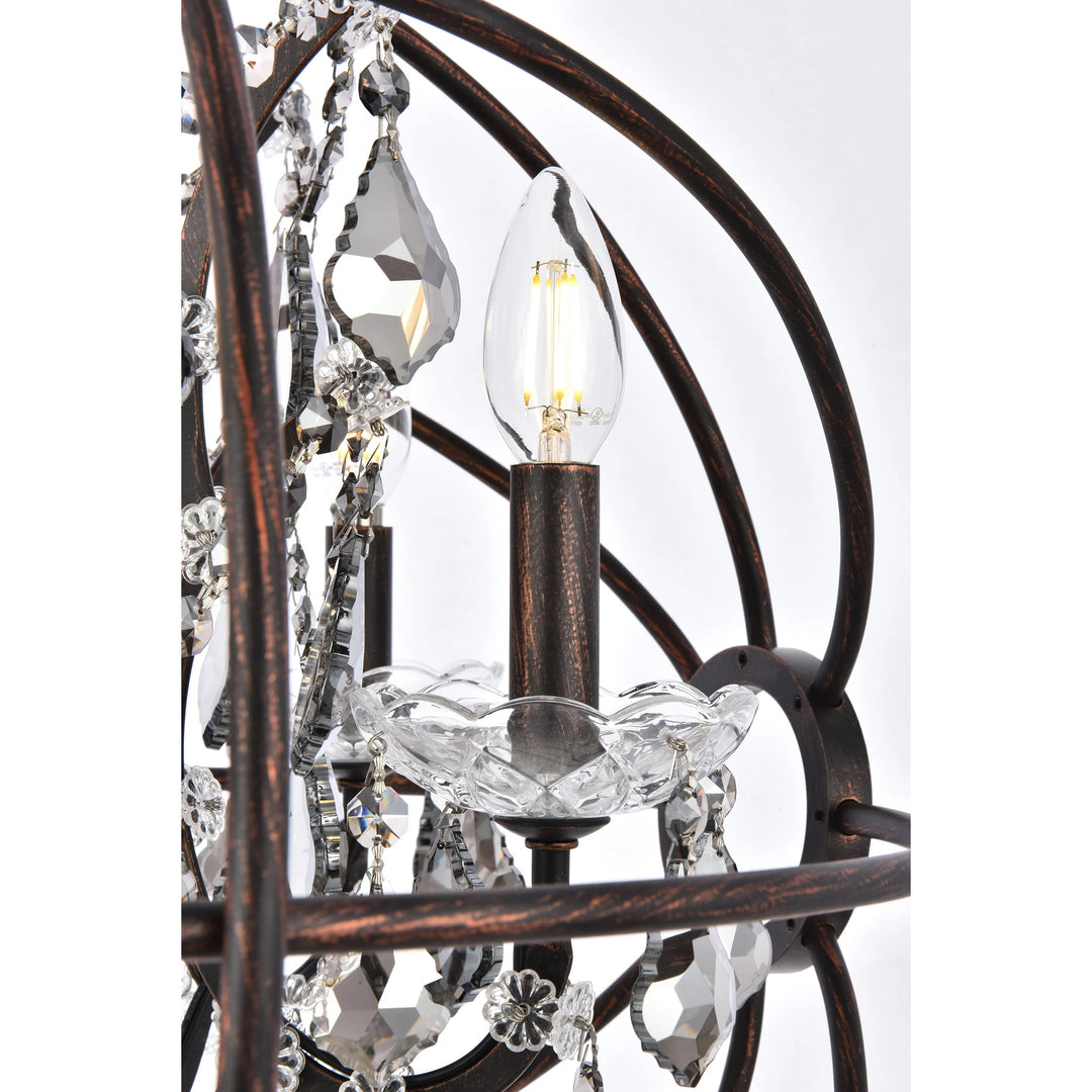 5 light dark bronze Pendant Silver Shade (Grey) Royal Cut crystal - View 5 - Joshua Marshal