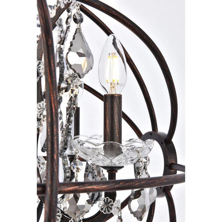 5 light dark bronze Pendant Silver Shade (Grey) Royal Cut crystal - View 5 - Joshua Marshal